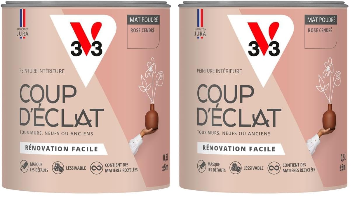 Peinture murale V33 Rose cendré pour chambre cocooning au mat poudré