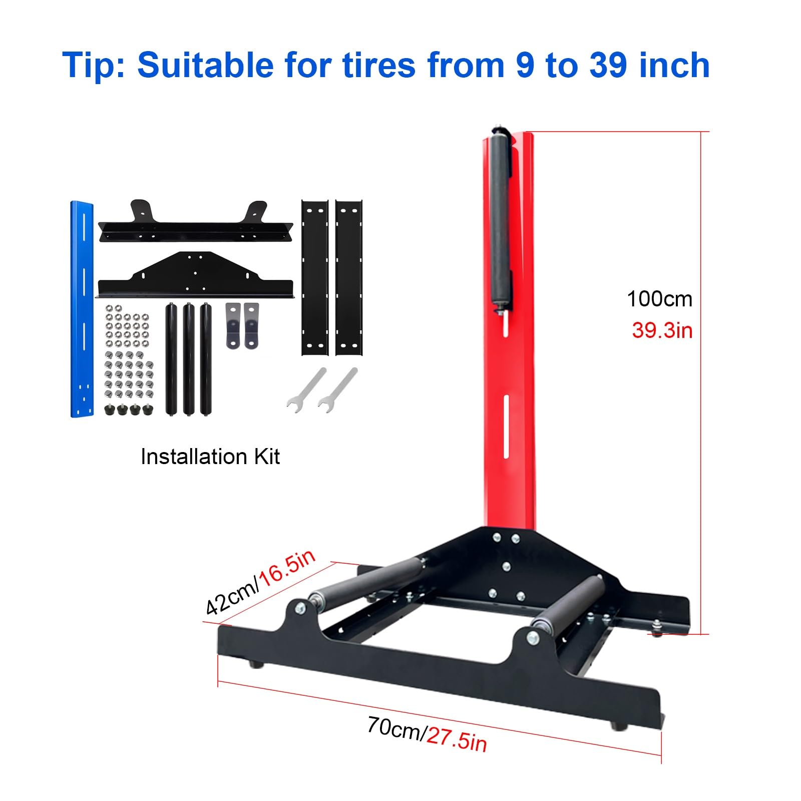 Commercial Wheel Stand Tire Roller, Rotating Rolling Tyre Washing Rack for Garage/Auto Repair Shop/Personal Workshop, Wheels Cleaning Ceramic Coating Polishing Holder(Red)