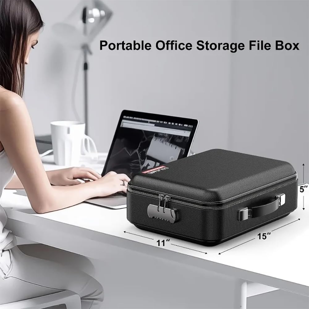 NEWFUN Bolsa Ignifuga, Caja para Documentos Ignífuga, Bolsa Impermeable Ignífuga para Documentos, Bolsa Rígida con Cerradura con 12 Compartimentos para Documentos A4, Certificados, Pasaportes, etc.