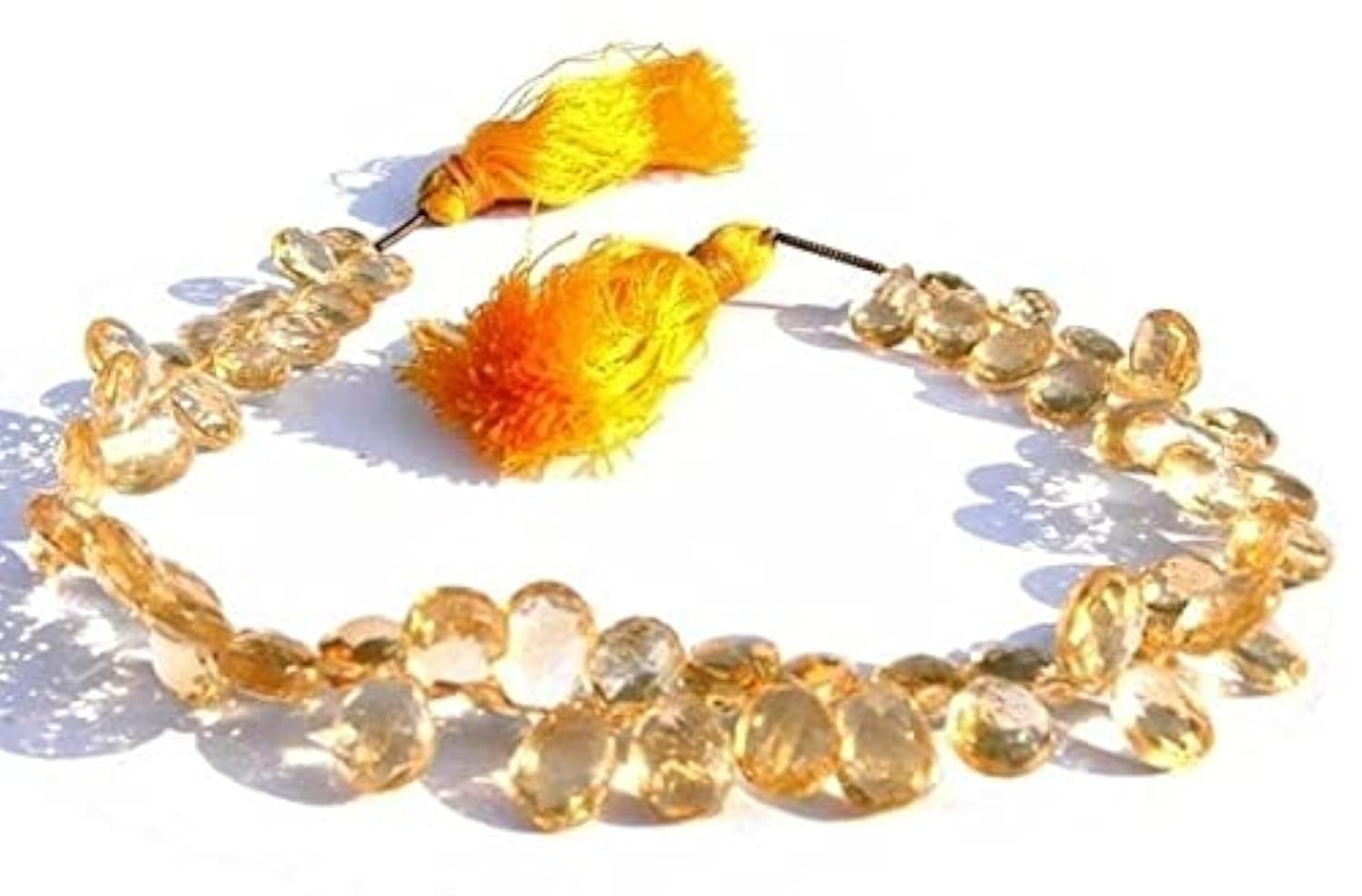 Briolettes en citrine facettée de qualité supérieure pour joaillerie artisanale