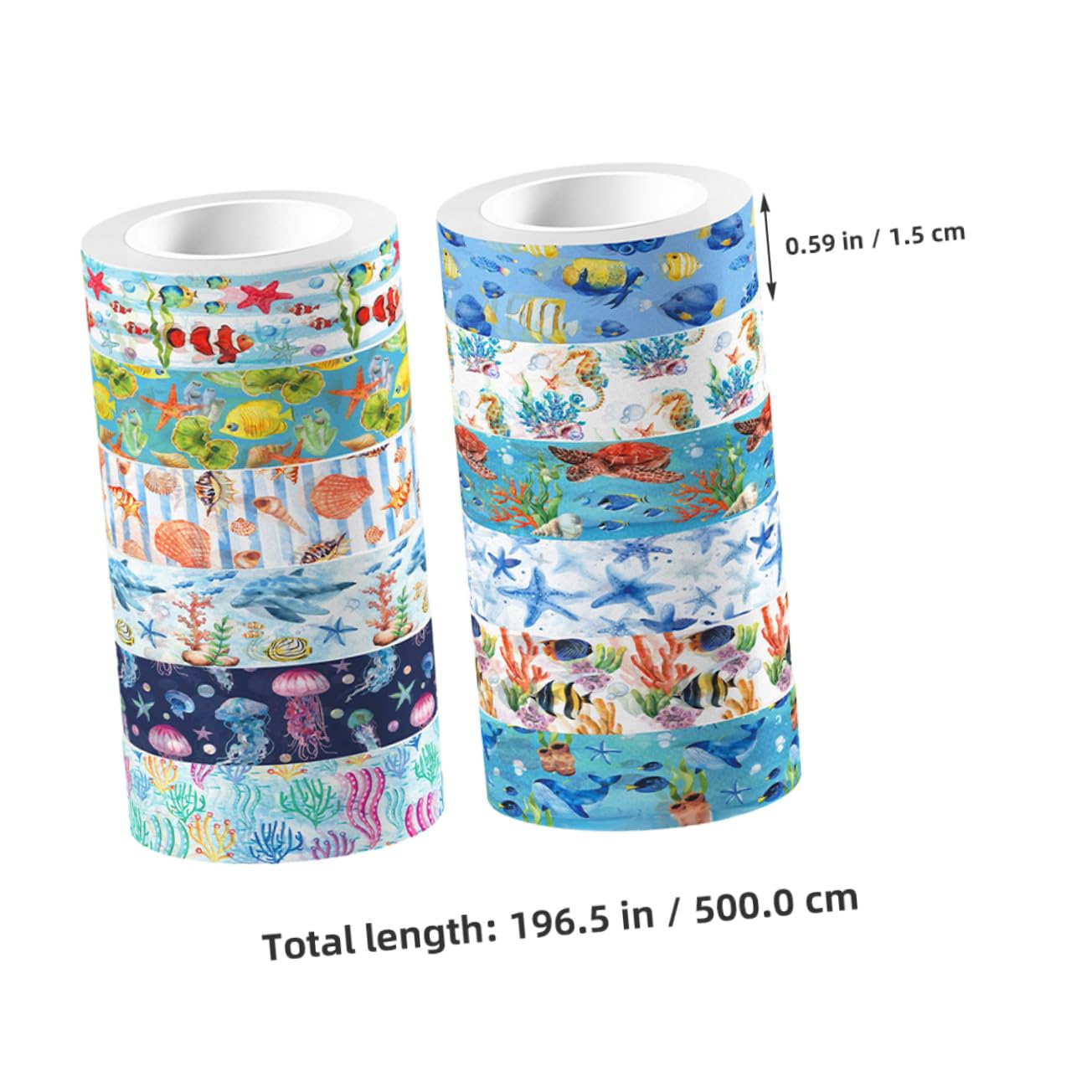 NUOBESTY Nastro Washi A Forma Di E 5 Pezzi Nastro Decorativo A Tema Marino Per Artigianato Scrapbooking Journaling