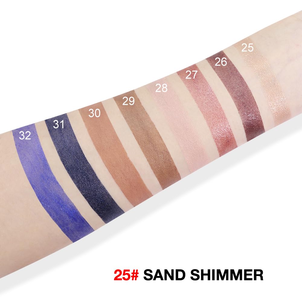 evpct Sand Shimmer Crema Sombra de Ojos Iluminador de Sombras Juego de Paletas para Ojos, Arena Mate Lápiz Sombra de Ojos Aplicador Paleta de Maquillaje Impermeable Sombras en Crema para ojos 25#