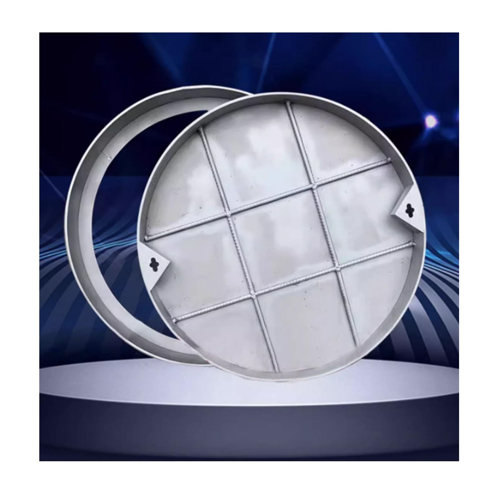 YPIOUREN Round Recessed Septic Tank Lid With Base,Sewage Basin Cover,Round Stainlesss Steel Manhole Cover For Grass,Invisible Manhole Cover And Frame,for Lawn/Vegetable Field(60*60*5cm/23.6*23.6*1.96i
