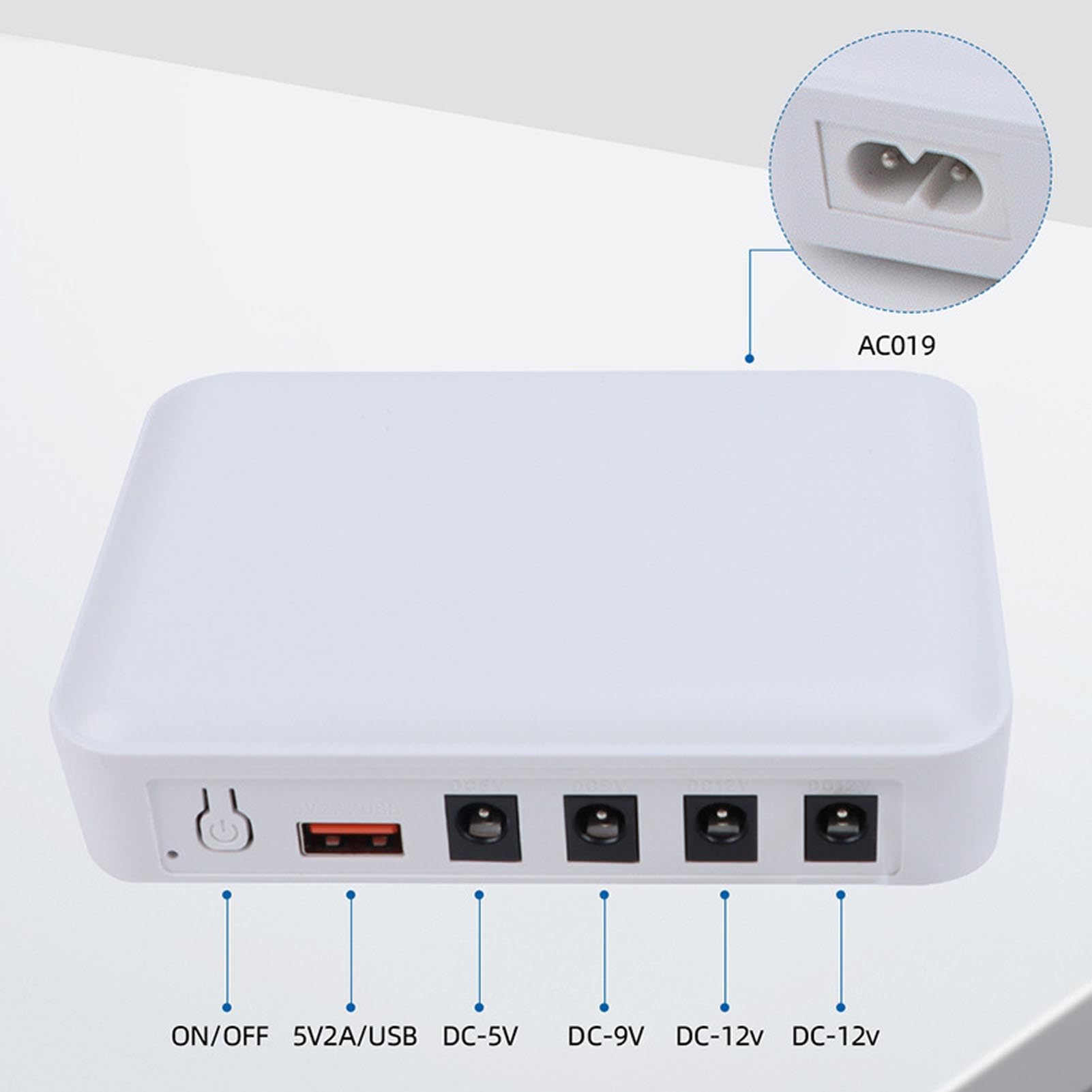 Modem Router Mini UPS 7500Mah Modem Uninterrupt Alimentare, Pacco Batteria di Backup DC 12V/9 V e 24W USB-A Output per Casa e Ufficio con DC 2A Max (Spina europea)