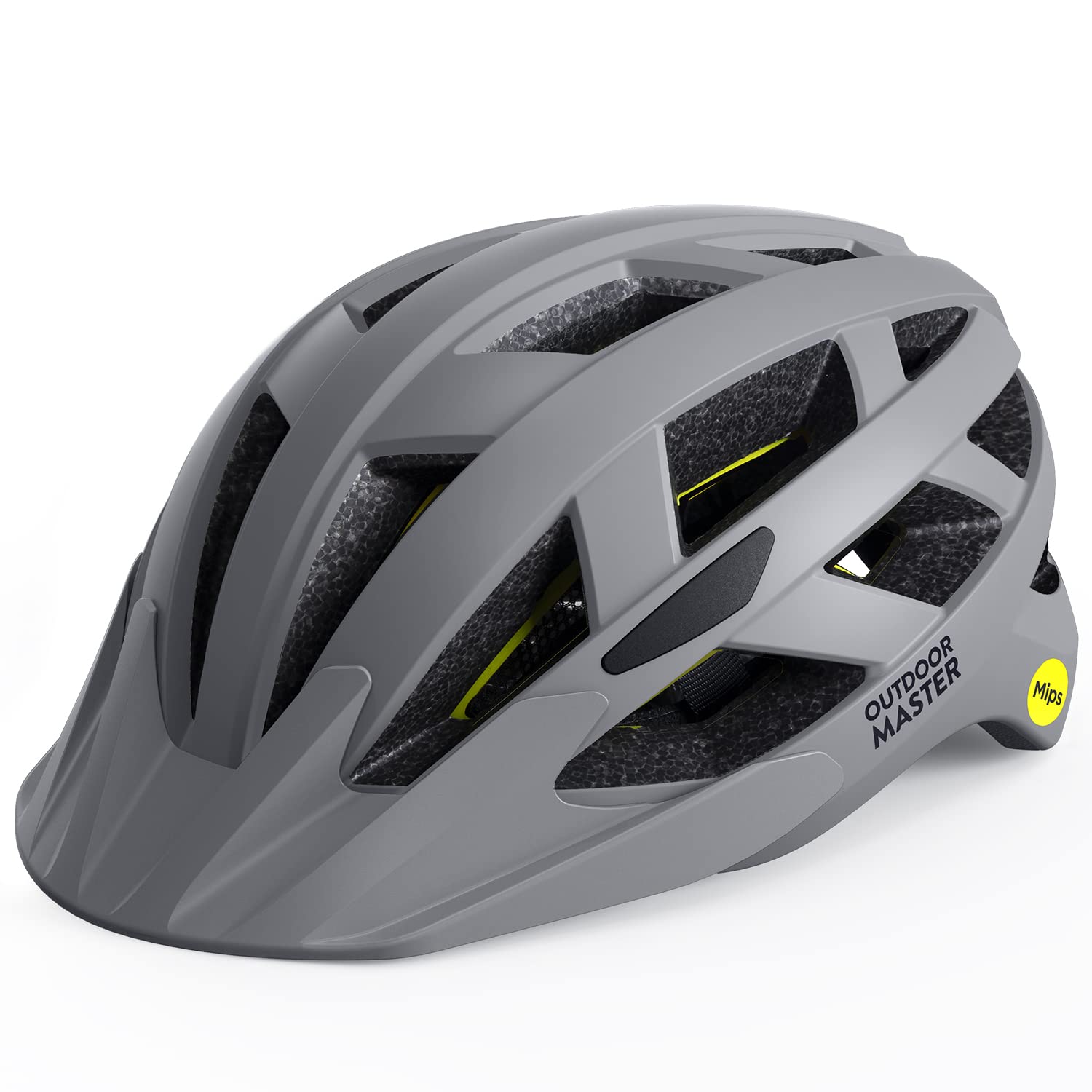 OUTDOOR MASTER Casco Bici Uomo-Donna - Modello GEM con Sistema MIPS, 25 Prese d’Aria, Visiera Removibile - Fit Regolabile - Ottimo per Ciclismo e Skateboard