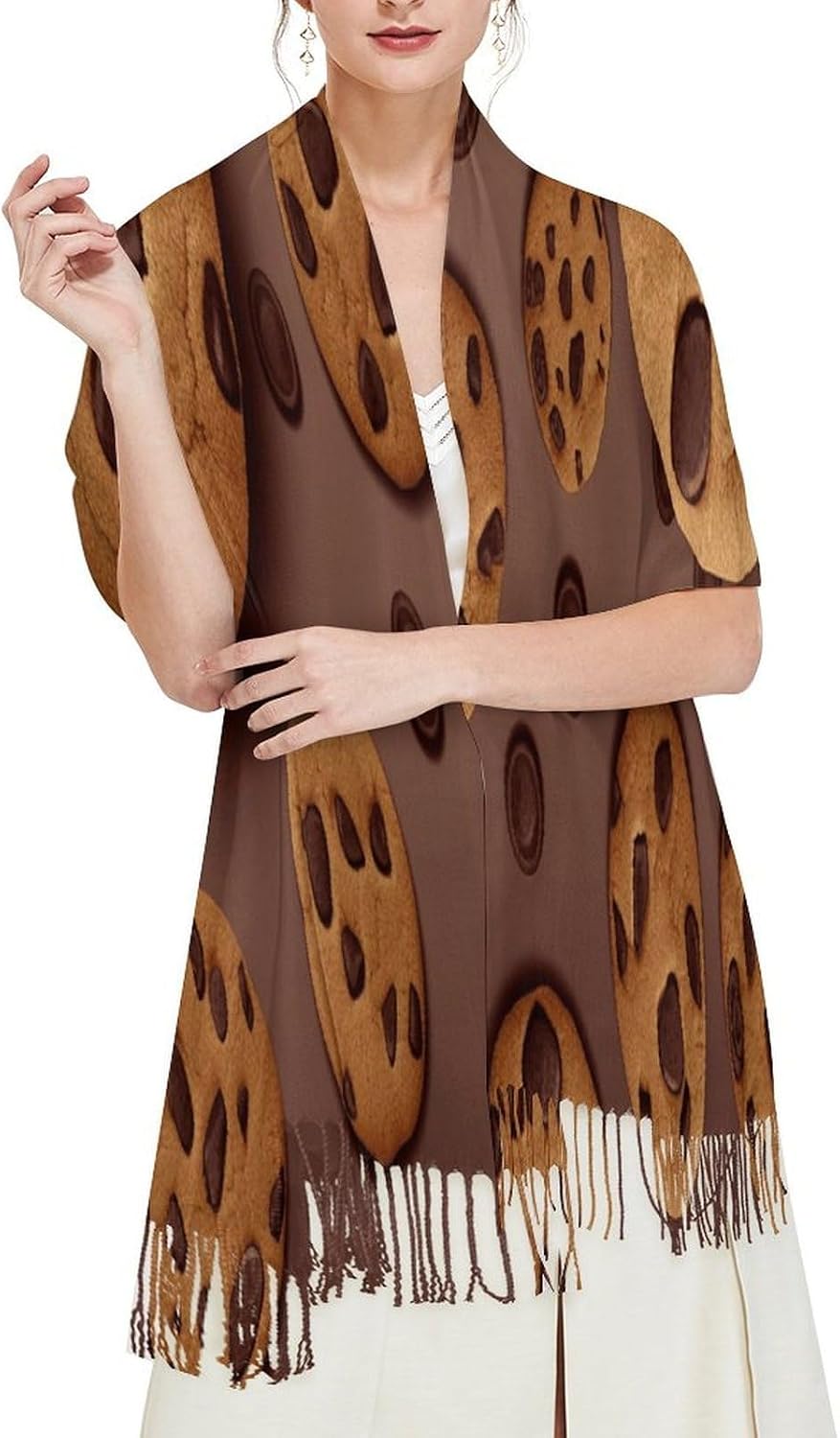 Chocolate Cookie Scarf for Women Men Classic Fashion Blanket Scarves Soft Cashmere Feel Scarf Cold Weather Warm Long Shawl Winter Large Scarves Classic Blanket Scarfs Thick