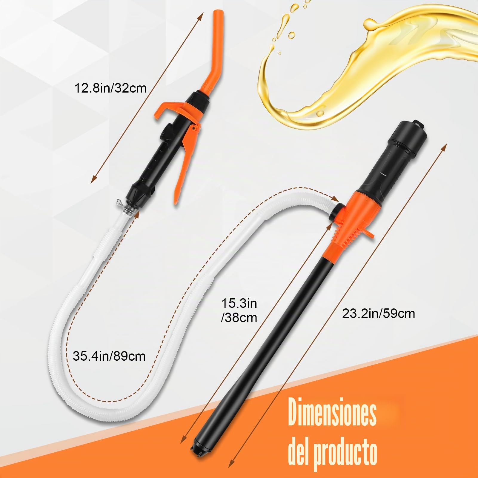 Bomba extractora de aceite eléctrica, portátil de 9 l/min con control de boquilla ajustable, ideal para líquidos no corrosivos, cambios de aceite automotriz, extracción de combustible