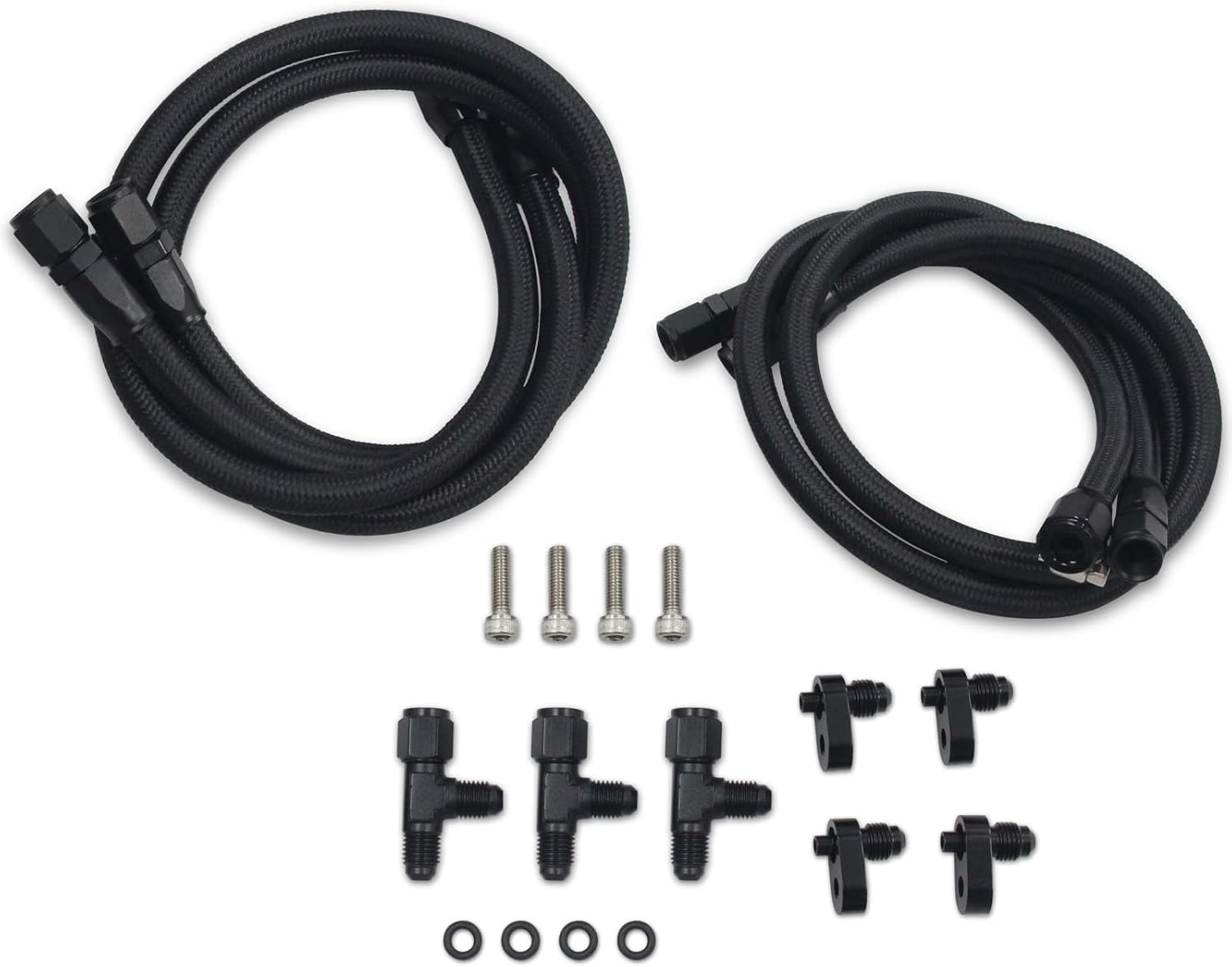 AN4 Fuel Brake Line and Stainless Steel Braided Vents Adapters Kit for LS LSX LS1 LS2 LS6 LM7 Engine 4pcs