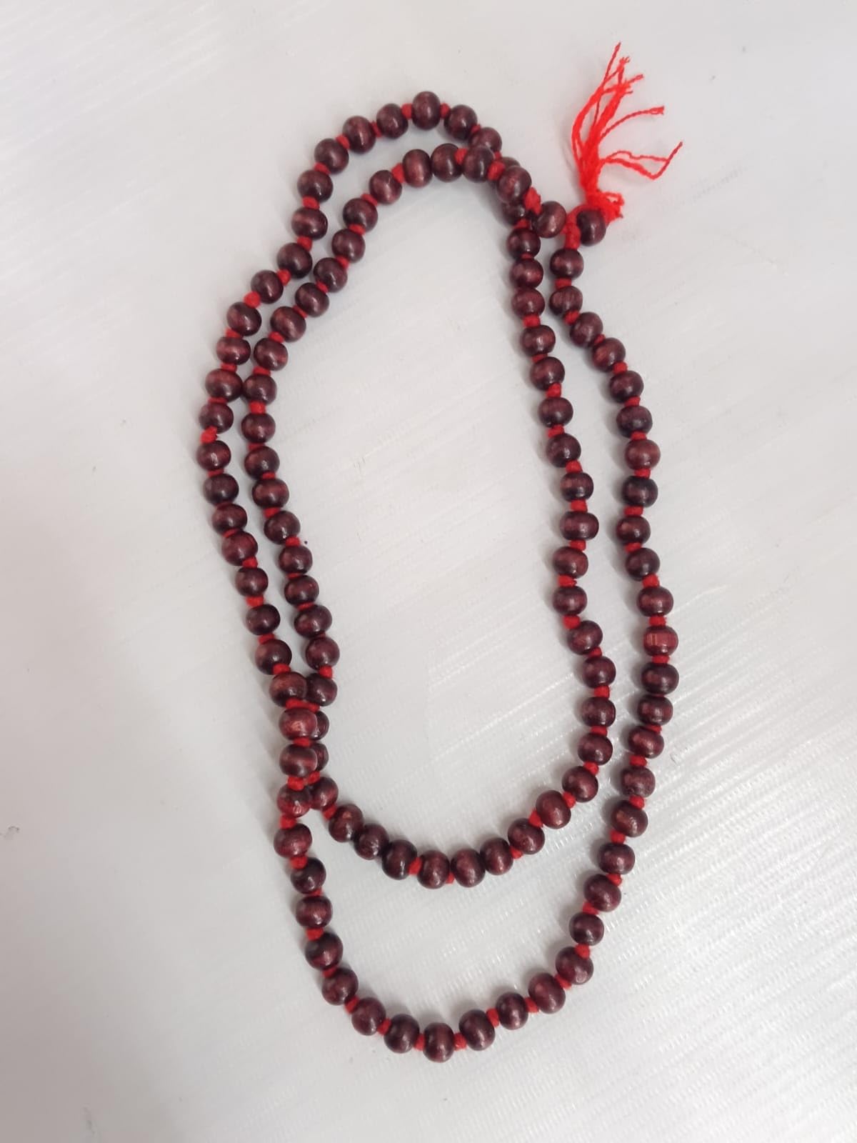 Mala da preghiera in legno di sandalo rosso 108 perline Lal Chandan Metallo Abalone