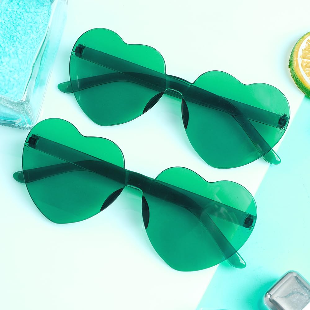QEYMN Heart Sunglasses, Green Heart Sunglasses,2 Pack Heart  display picture 3