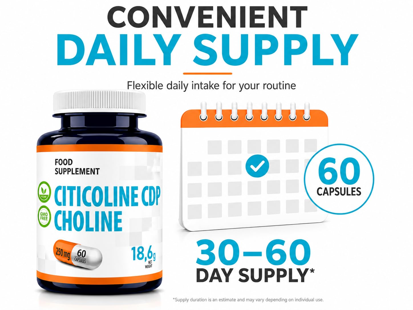 Hepatica Citicoline (CDP-Choline) 250 mg | Source de Choline | 60 Gélules Véganes | Réserve 2 Mois | GMP & laboratoire indépendant