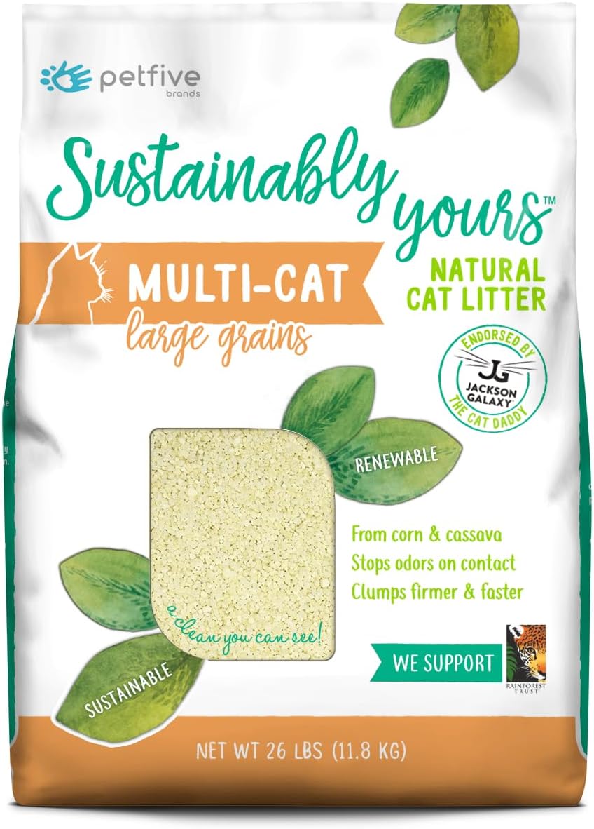Sustainably Yours Natural Cat Litter, Large Grains, 26 lbs