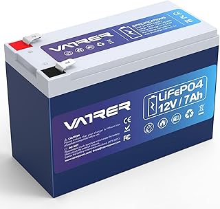 12V 7AH LiFePO4 Battery Deep Cycle Lithium Battery, Built-in BMS, 5000+ Cycles Rechargeable Battery