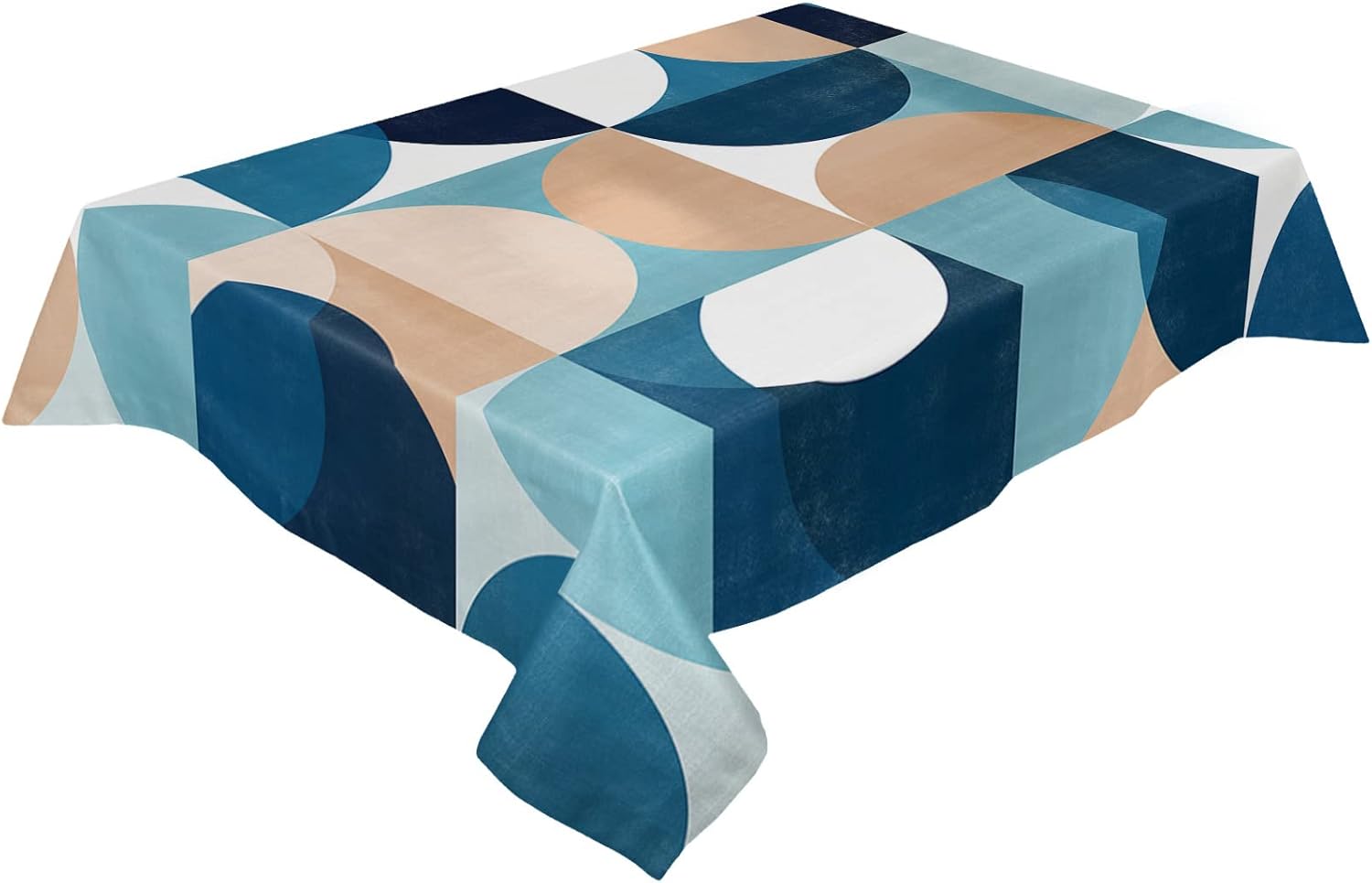 Waterproof Tablecloths for Rectangle/Outdoor Tables Mid Century Geometric Vinyl Oilcloth Dining Table Cloths Abstract Blue Gradient Texture Spillproof Table Cover for Kitchen Party 60x102 Inch