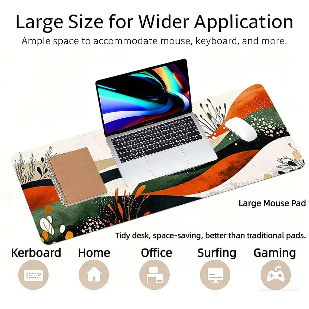 Lpfieonn Retro Schreibtischunterlage XXL, Beige Schreibtischunterlagen Großes, Gaming Mousepad XXL mit ernähter Rand und Rutschfeste Gummibasis, Desk Mat für PC/Laptop/Mausa 120x60cm PF-3276