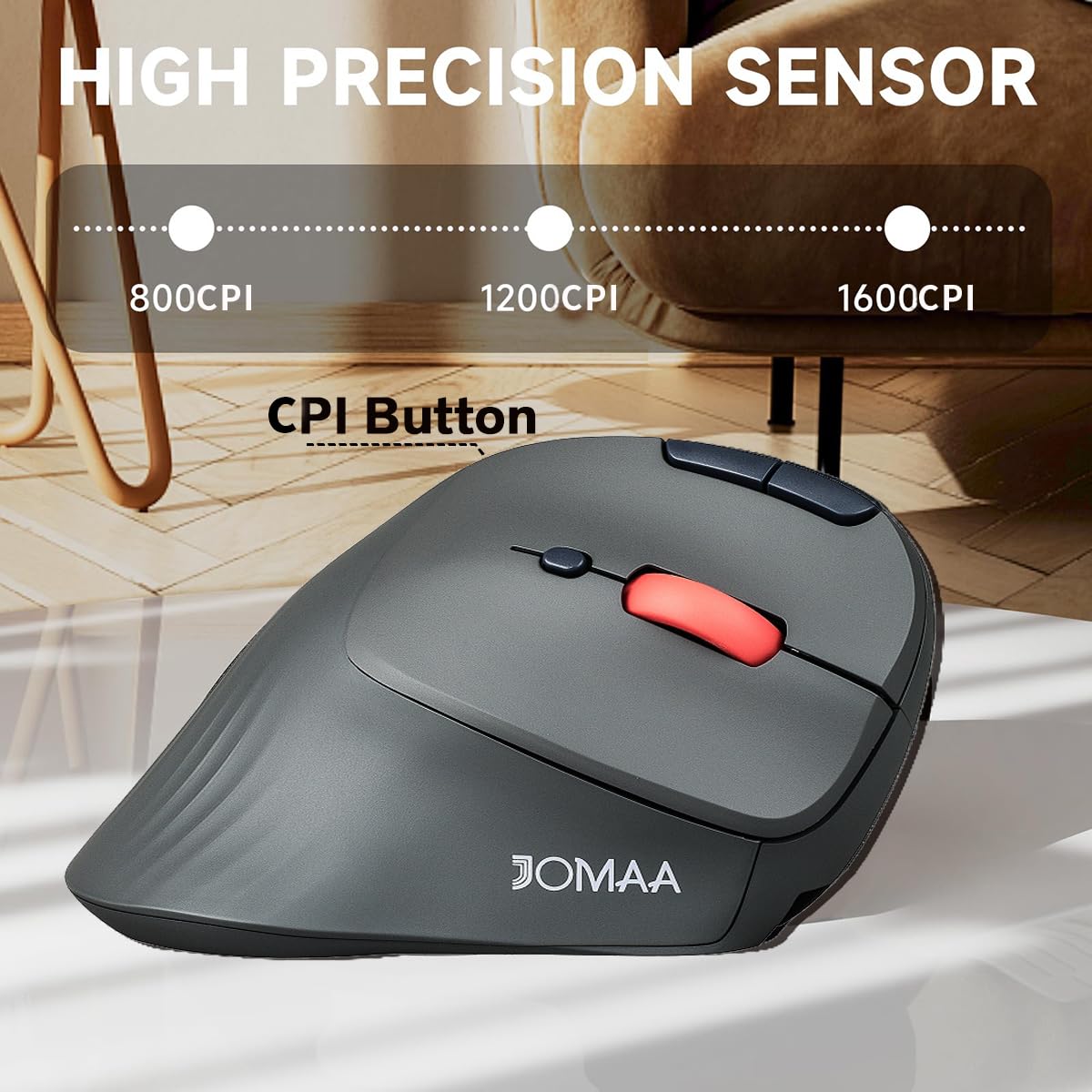 Mouse trackball verticale wireless a doppia modalità, mouse ergonomico Bluetooth con controllo del pollice con clic silenziosi, design ergonomico CPI regolabile, batteria integrata da 500 mAh