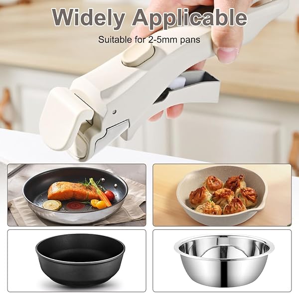 Mango desmontable para cacerola universal extraíble resistente al calor, 250 °C, soporte de 10 kg, mango antideslizante, compatible con la mayoría de los utensilios de cocina - 5