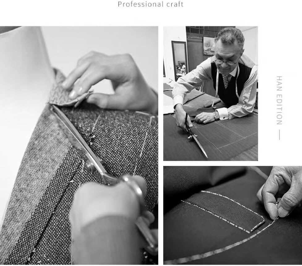 Mens Tweed Suit Herringbone 3 Piece Wedding Suit Vintage Tuxedo Peak Lapel Single Breasted Prom Blazer Vest Pants