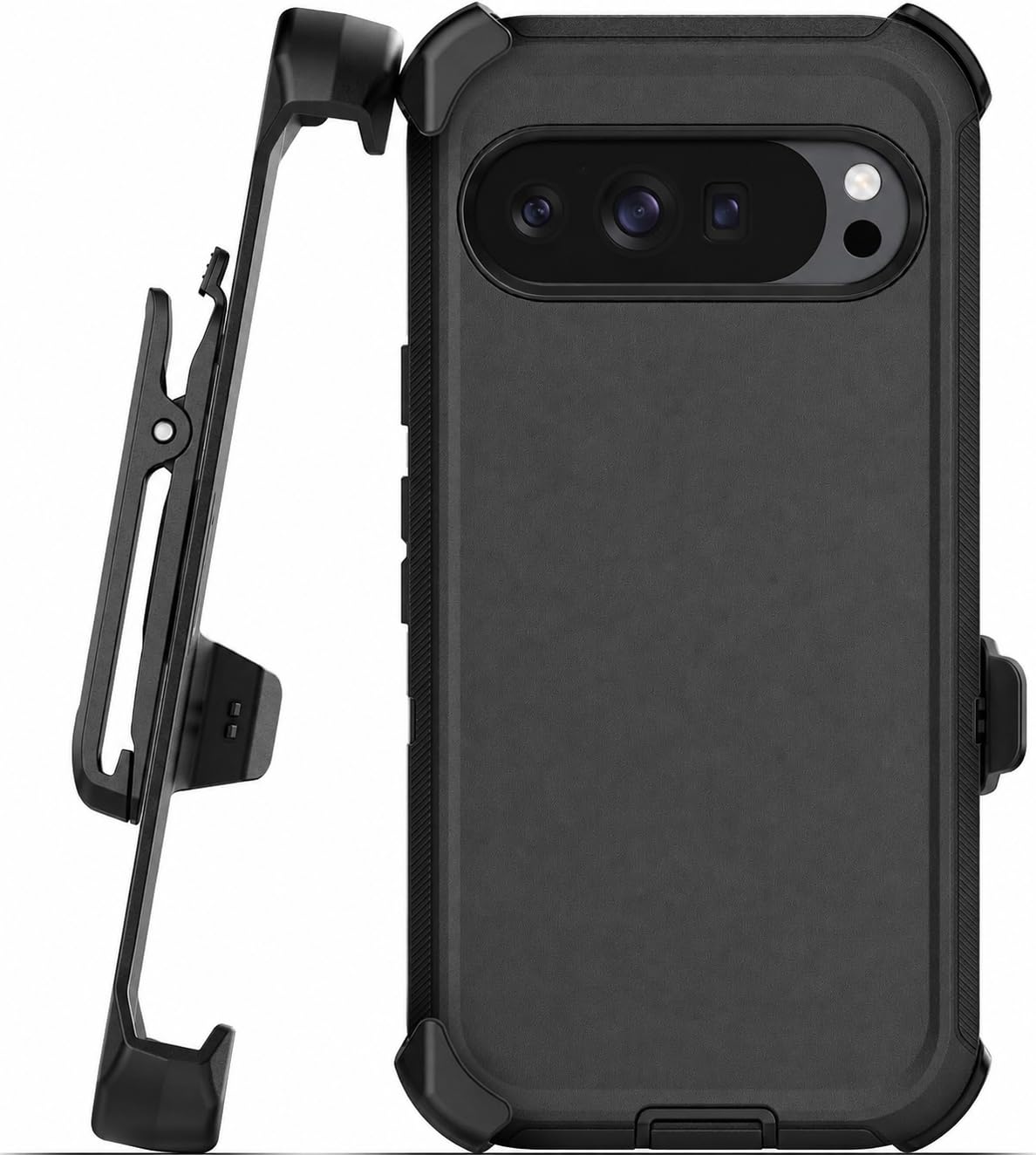 Encased Custodia magnetica per Google Pixel, con clip da cintura, colore | Protezione a doppio strato • Pellicola protettiva in vetro temperato • Compatibile con PixelSnap • Nero