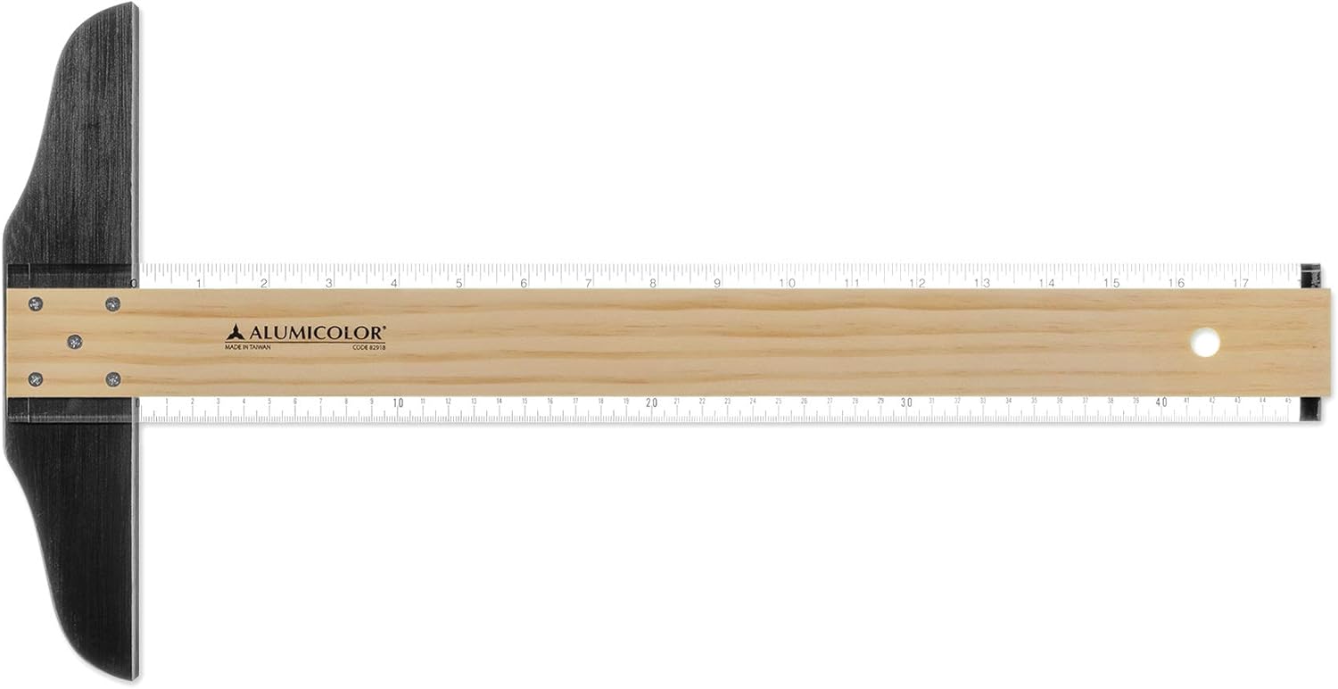 Alumicolor 18-inch Wood/Acrylic Calibrated T-Square for Art Framing & Drafting 18IN Wood