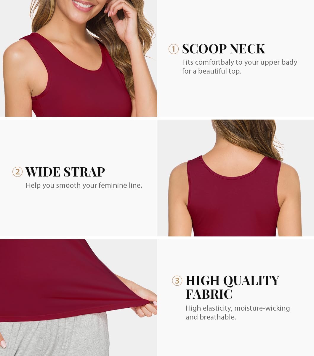 Rosyline 4 Piece Women Tank Tops Basic Sleeveless Undershirt Layering Tanks - Image 3