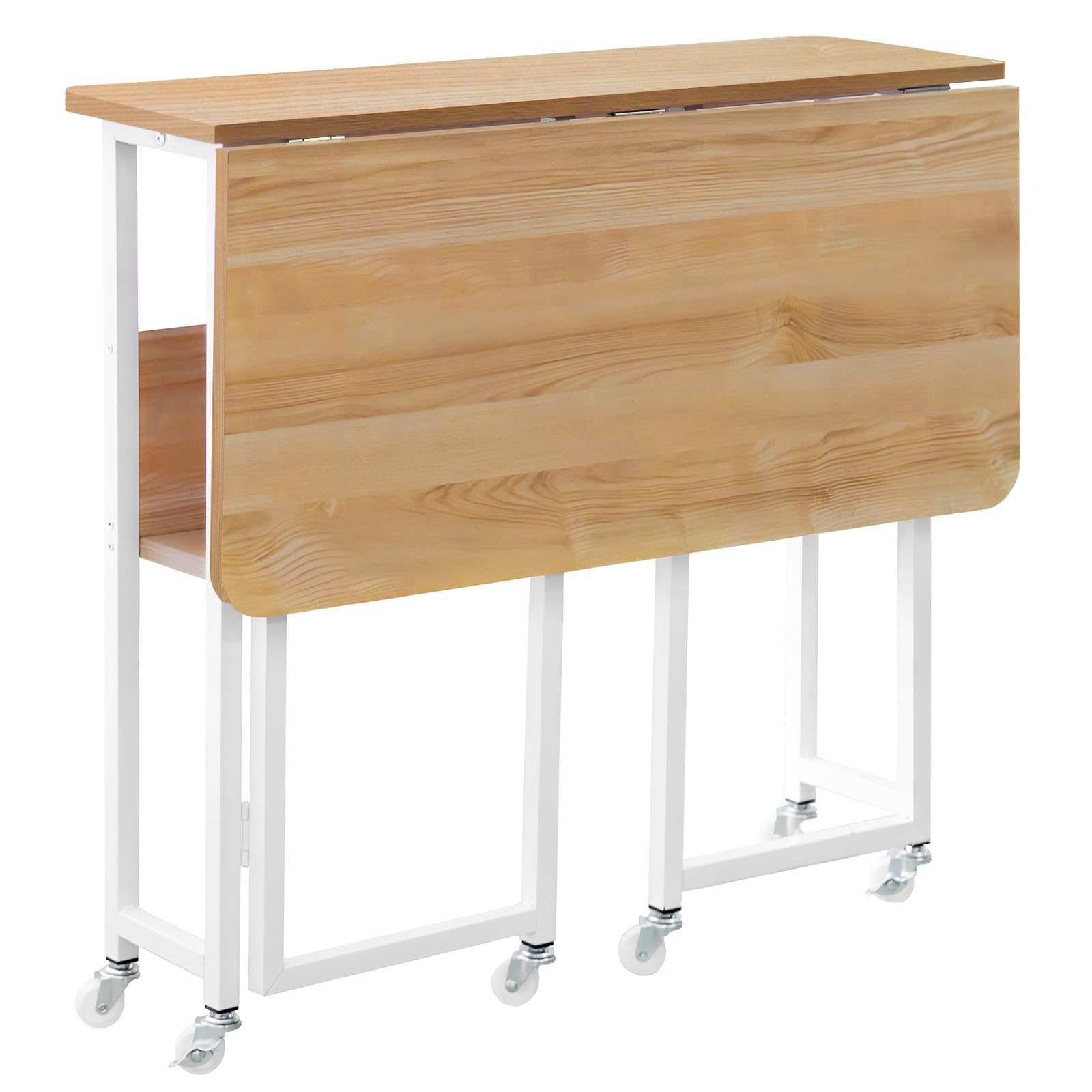 Amazon | 折りたたみデスク キャスター付き 収納付き 木製 折りたたみ