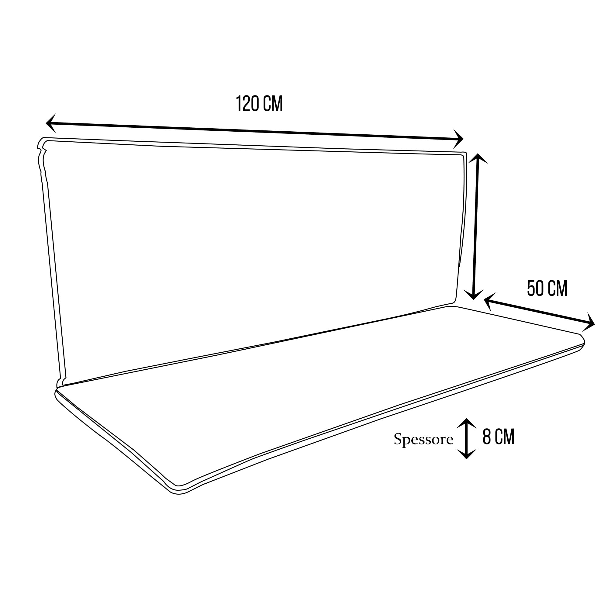 Cuscino tinta unita per dondolo da giardino 2, 3 e 4 posti spessore 8 cm (2 posti, 120x50 cm, Marrone)