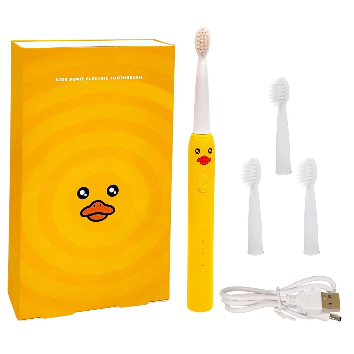 FunBlast Electric Toothbrush For Kids Automatic Electronic Children Toothbrush With 5 Brushing Modes&Rechargeable Battery,Ultrasonic Toothbrushes With 3 Replacement Brush Heads (Duck,22.5 Cm),Yellow-picture-10