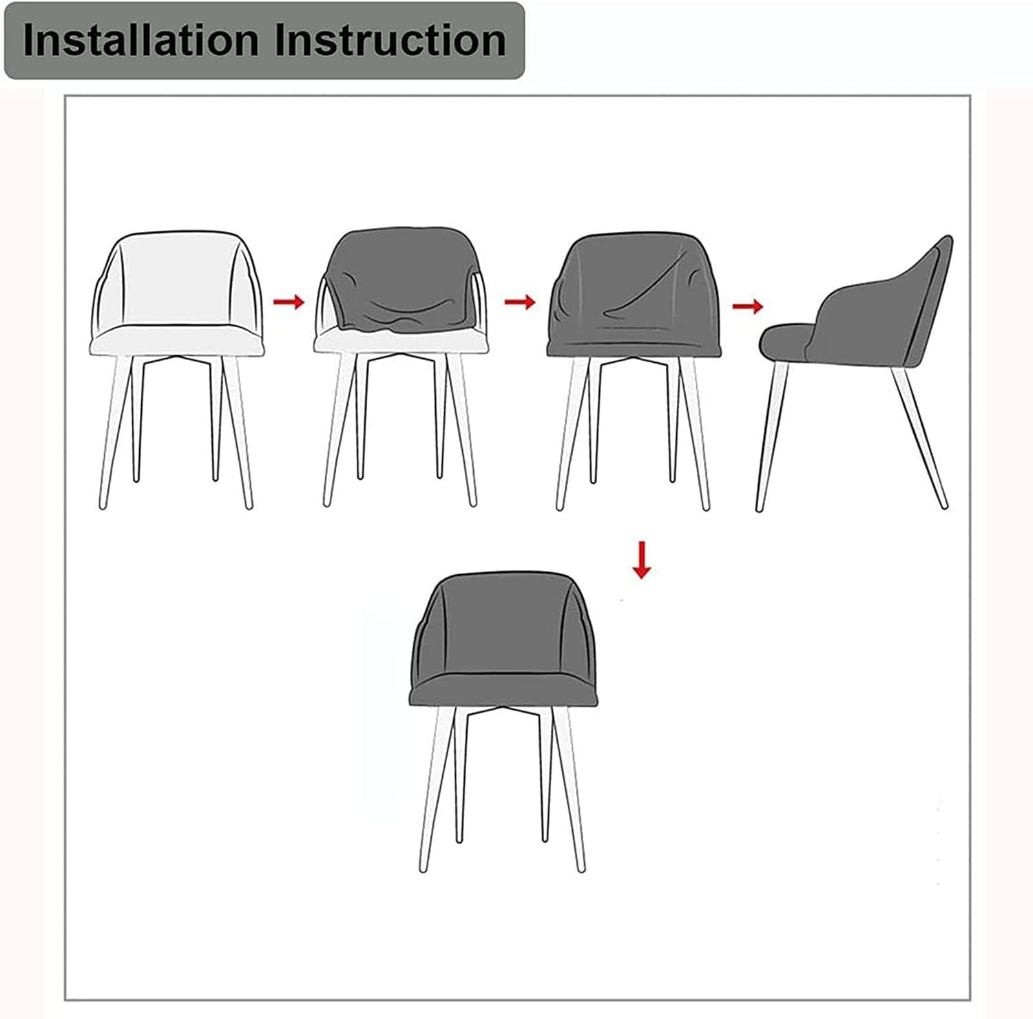 Dining Chair Covers Slipcover Set of 2 with Armrest Curved Back - Height Bar Stools Protector for Dining Chairs, Back Chair Cover
