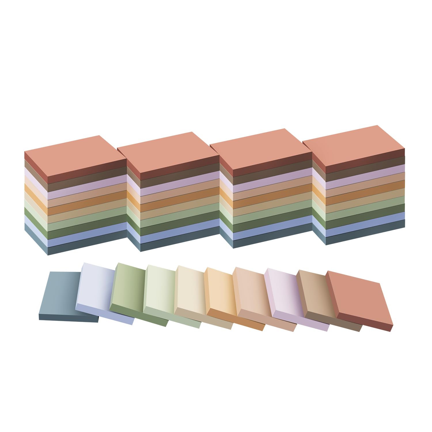 50 Pads Sticky Notes 1 5x2 Vintage Colors 10 Colors Self Sticky Notes Sticky Pads Recyclable Self-Stick Pads