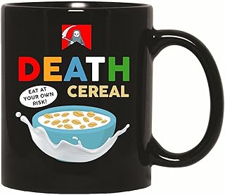 Funny Gift Idea for Risk Takers Death Cereal Eat at Your Own Risk 11oz 15oz Black Coffee Mug