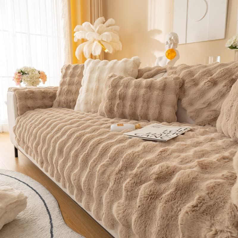 Topchances Soft Plush Sofa Cover, New Non-Slip Sofa Covers 1 2 3 Seater, Rabbit Faux Fur Couch Covers, Fluffy Couch Cover - Image 2