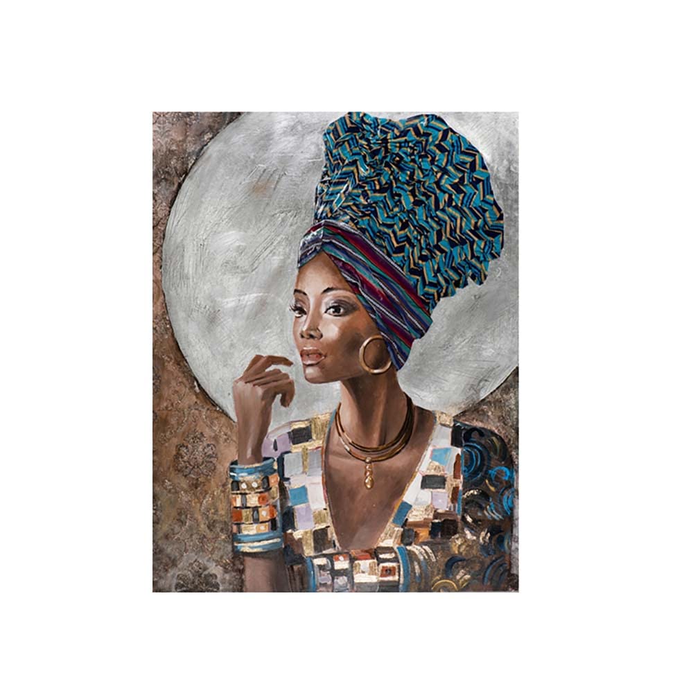 Peinture moderne femme africaine pour habiller un grand mur vide de salon