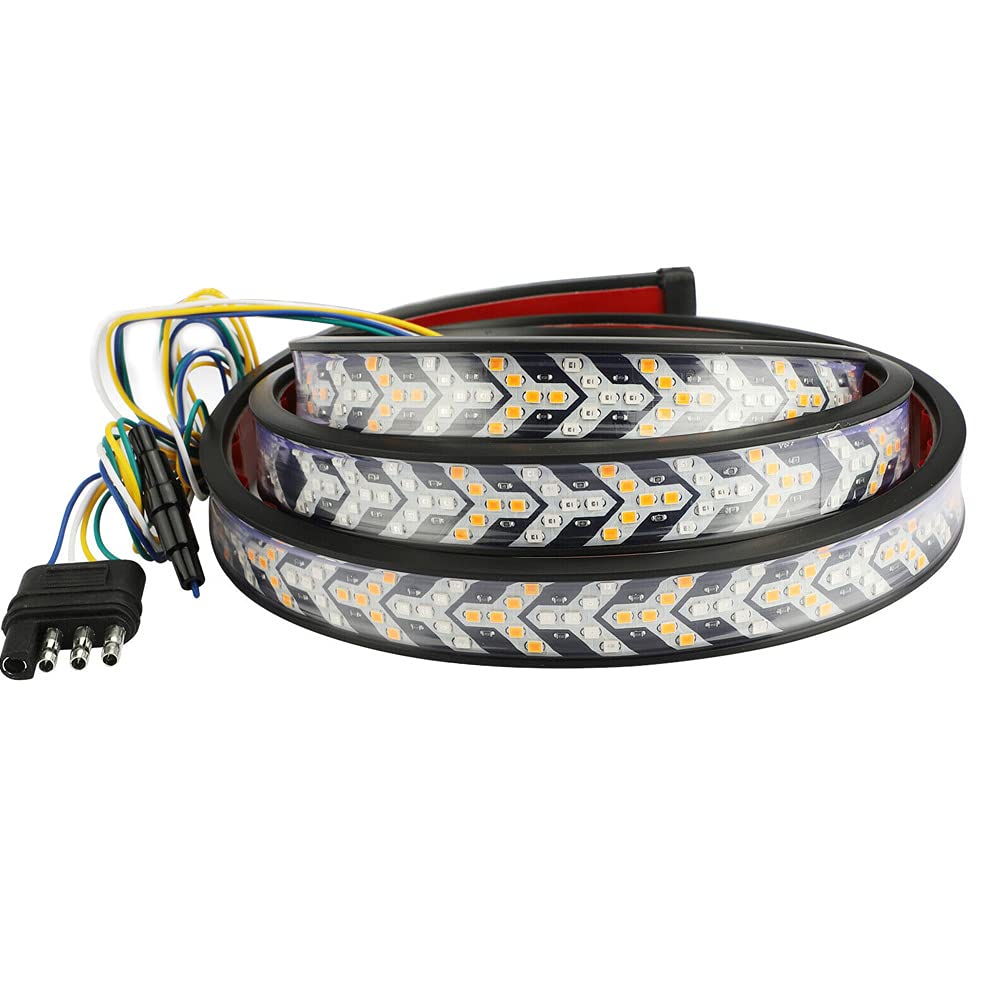 KYYET Arrow 60 Inch 528LED Truck Tailgate Light Bar Strip RED Brake Sequential Amber Turn Signal Strobe Lights