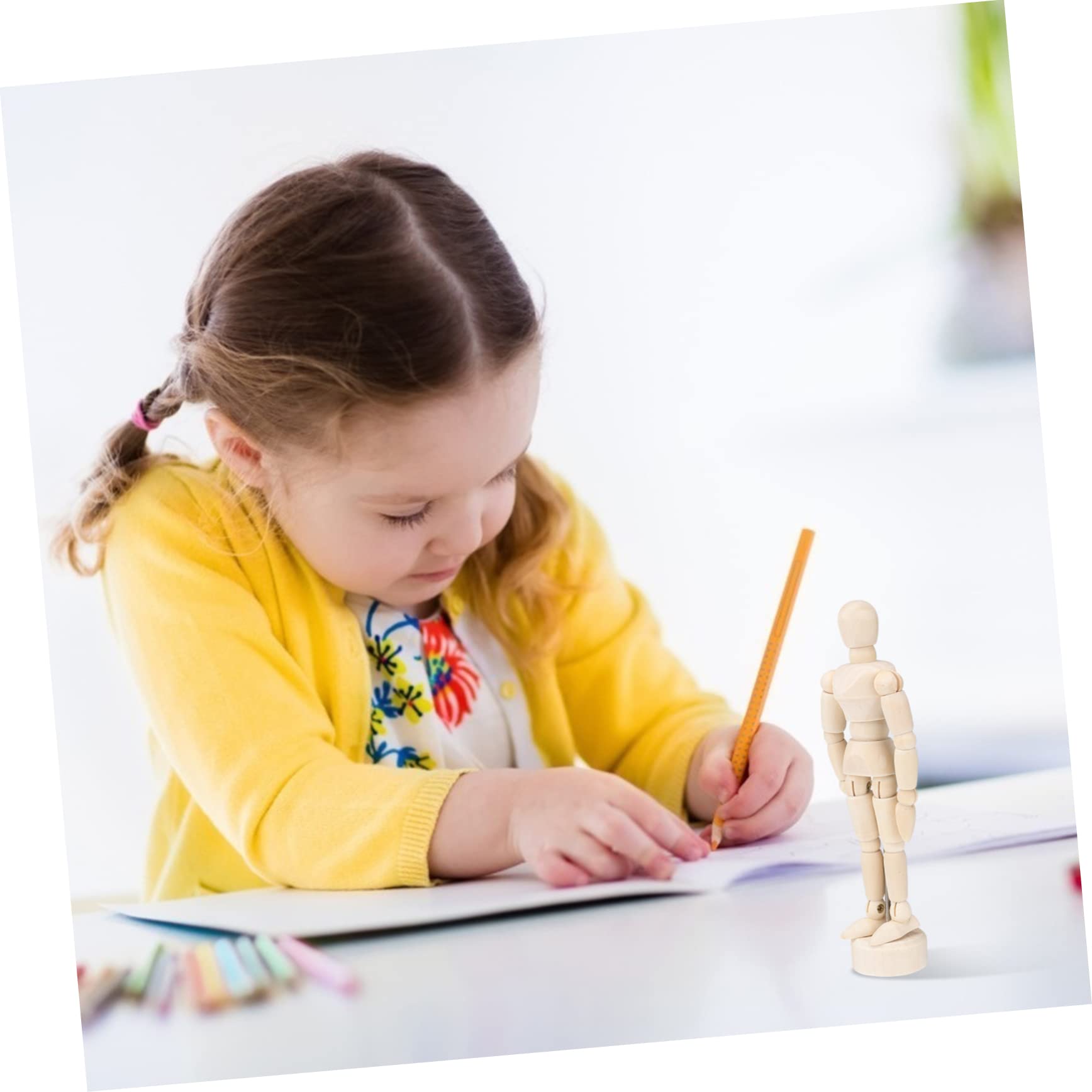 SEWACC 9pièces Mannequin Articulé pour Artistes Modèles De Dessin Et Décoration De Bureau Beige