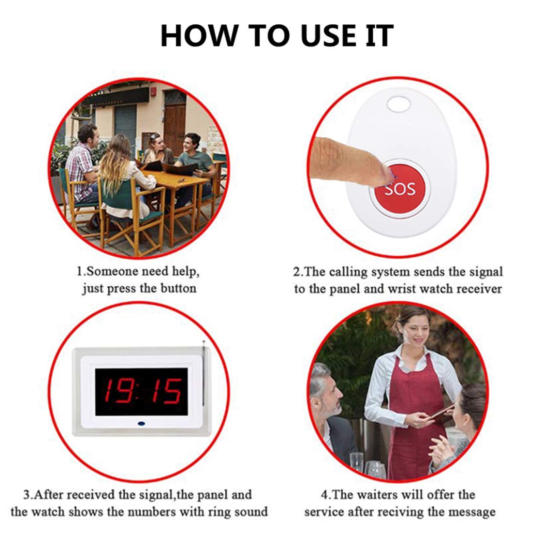 Buy Wireless Calling System/Restaurant Buzzer Pager System/Elderly