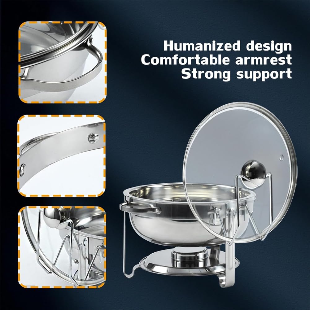 Bandeja de acero inoxidable de 4,5 L con tapa, calentador de alimentos calientes para fiestas, reuniones, eventos, duradera, fácil de limpiar, ideal para servir platos calientes