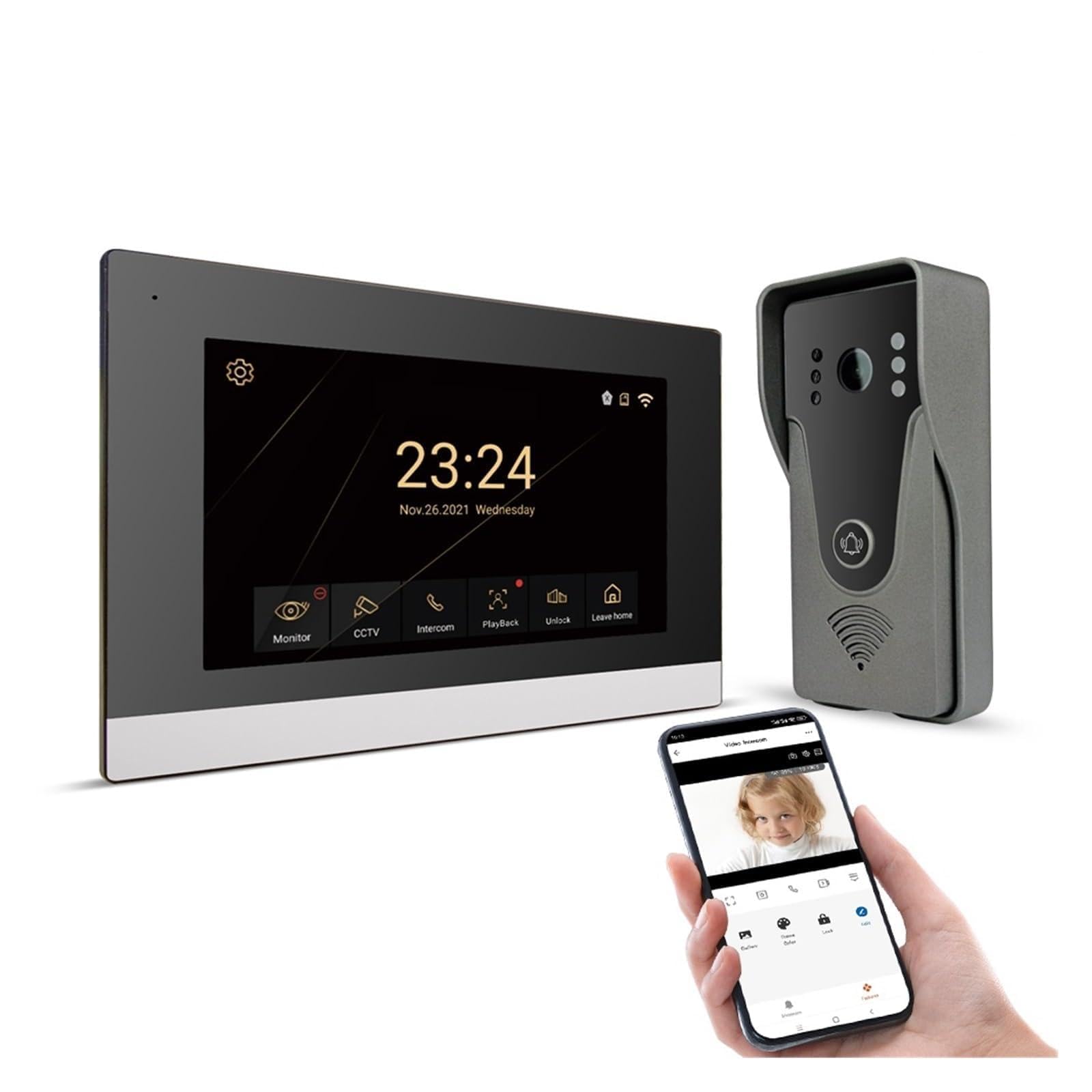 Porte d'accès téléphone avec interphone vidéo Tuya écran 7 pouces