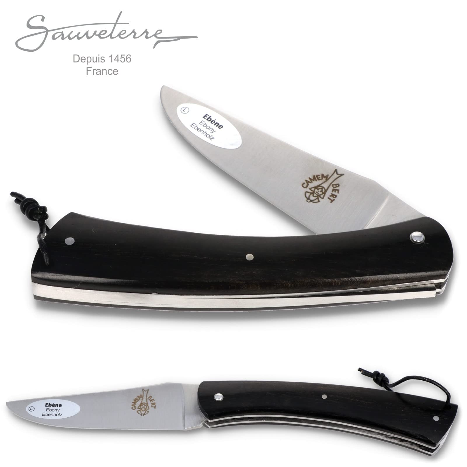 Le Camembert Taschenmesser - 11 cm Griff Ebenholz Plein Manche - Klinge matt - Messer Frankreich