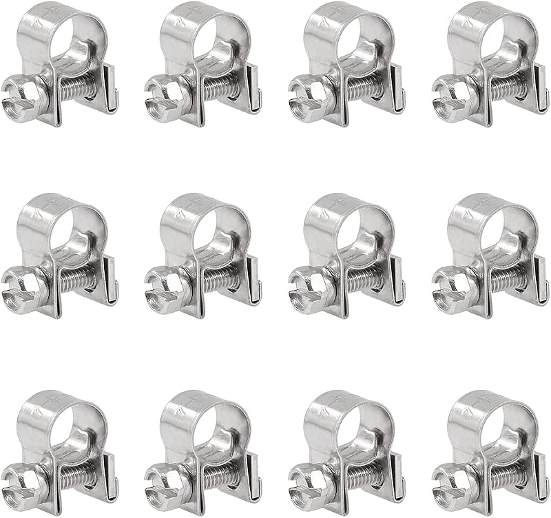 Abraçadeiras para Mangueira de Injeção de Combustível Glarks 7–9 mm em Aço Inoxidável – Kit com 12 unidades