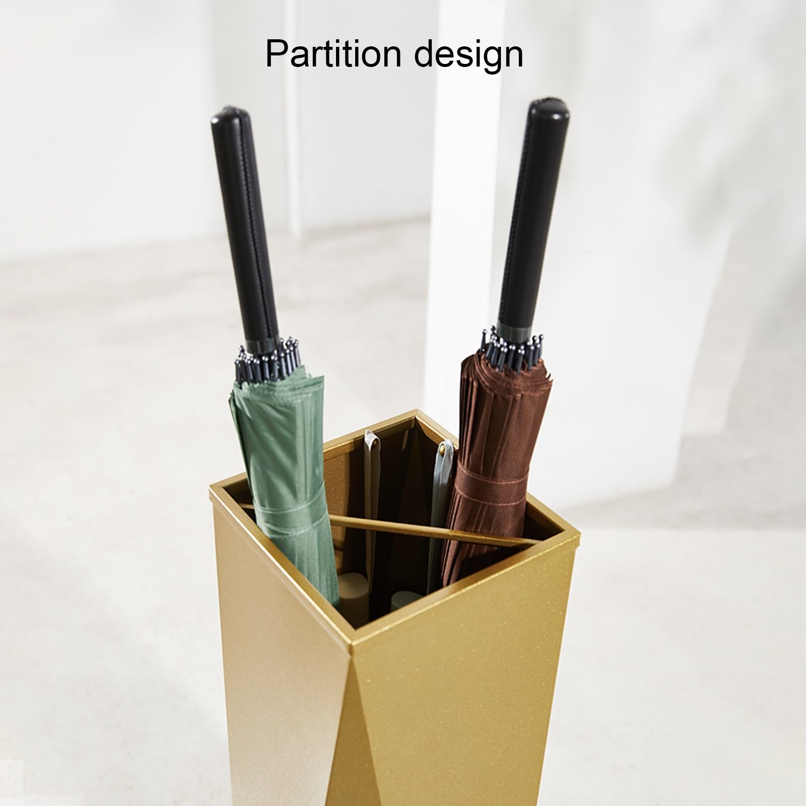 Paraplu standaard, moderne grote capaciteit gemakkelijk lege rechthoekige metalen paraplu houder paraplu rek organizer voor lange en korte paraplu's ( kleur: goud