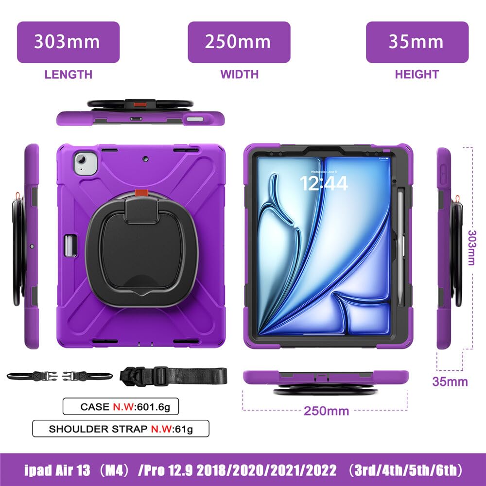 Compatibile per iPad Pro 11 inch 2018 (Colore: Rosa Ciliegia) Custodia rigida antiurto in silicone con fascio, rotazione a 360 gradi
