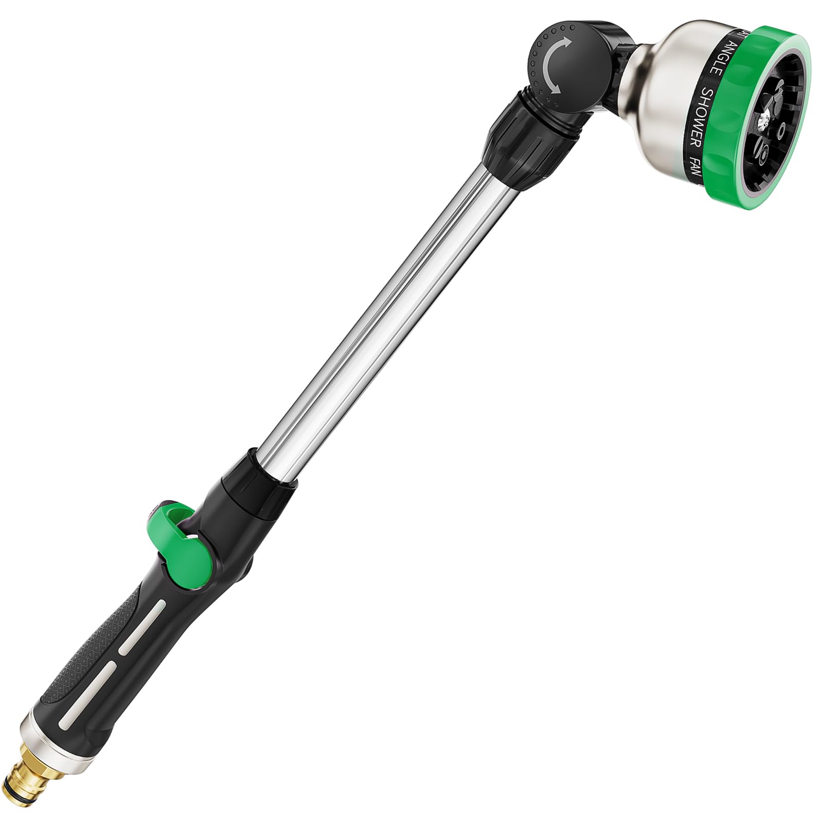 FANHAOMetal Watering Lance, 45cm Heavy Duty Spray Lance with 9 Spray Patterns, 180° Rotating Long Garden Hose Gun with Thumb Flow Control, Ideal to Water Hanging Baskets and Shrubs -Green