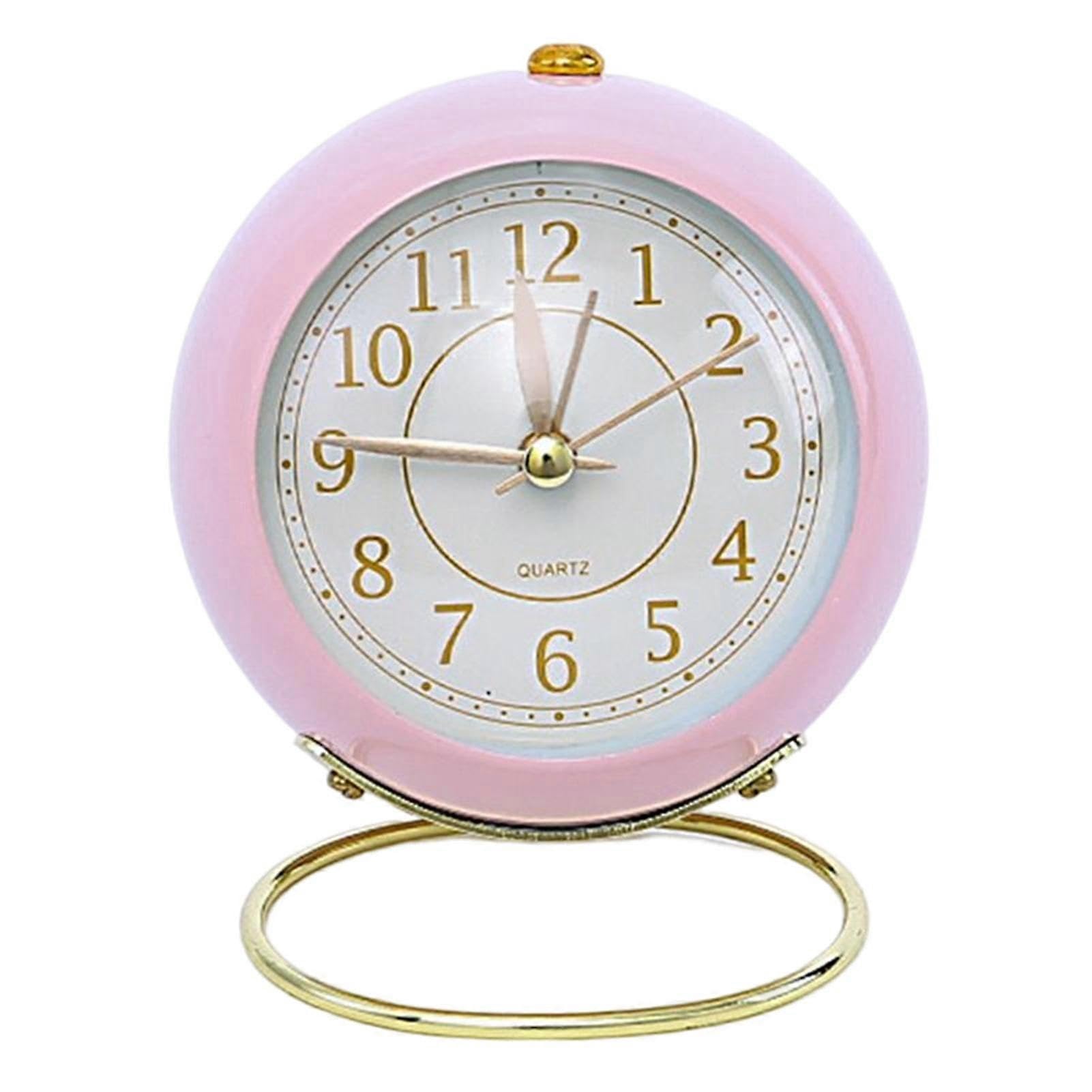 JOYHAPPST Loud Bell Alarm Clock Battery Operated No Ticking Quiet Student Analogue Table Clocks for Living