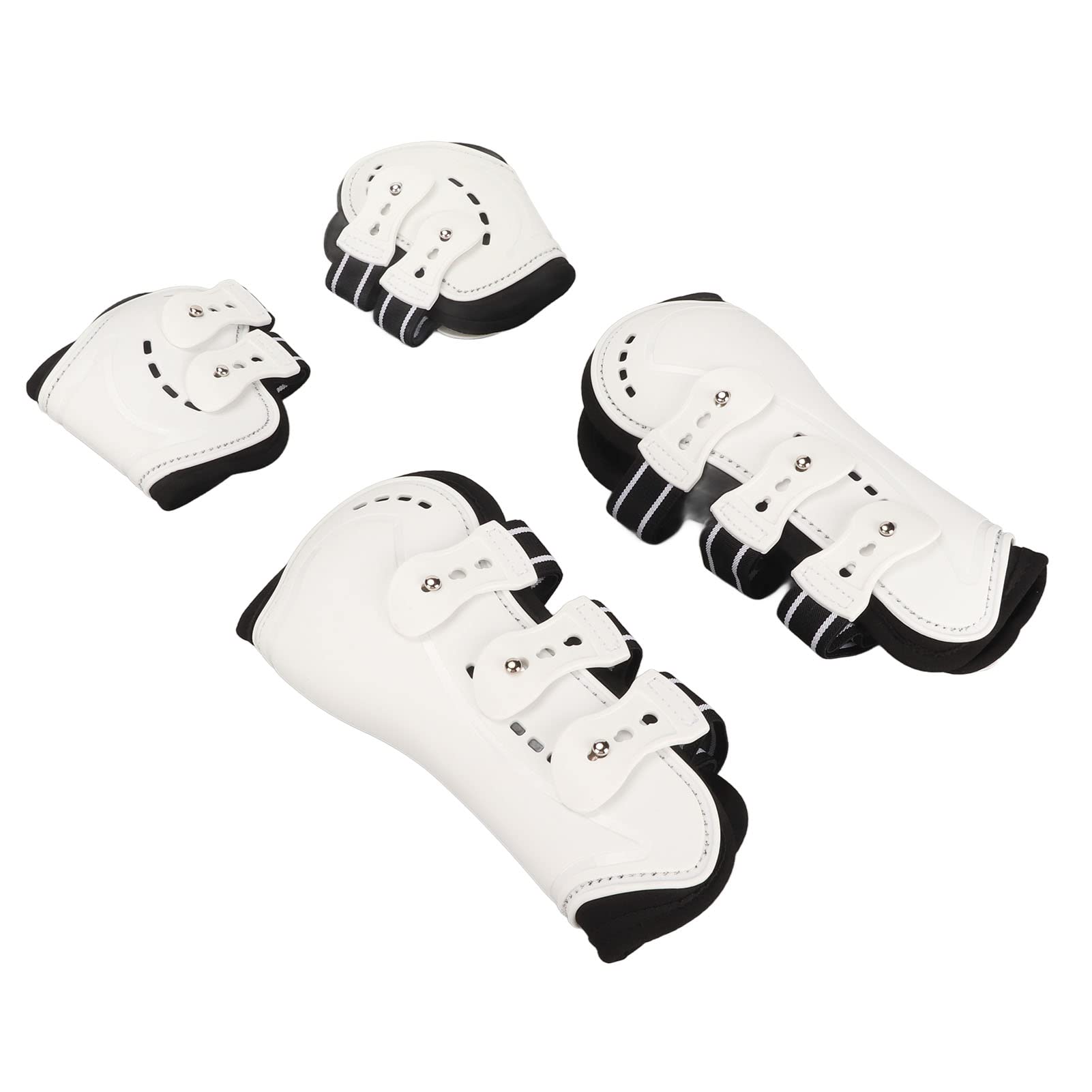 Shanrya Botas Fetlock para Caballos, Banda Elástica Jacquard Transpirable Que Absorbe la Humedad Botas para Patas Traseras de Caballos Resistentes a Impactos Blancas para Equipos de Caballos (L)