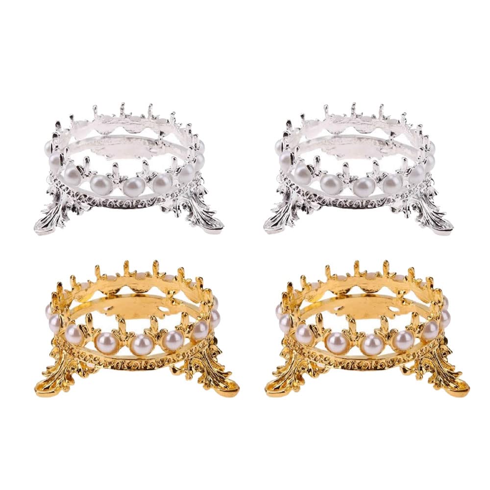 MIAO YUAN4PCS Crown Nail Painting Brush Holder Nail Art Accessories Artificial Pearl Art Deco Brush Holder DIY Nail Tools Display Rack