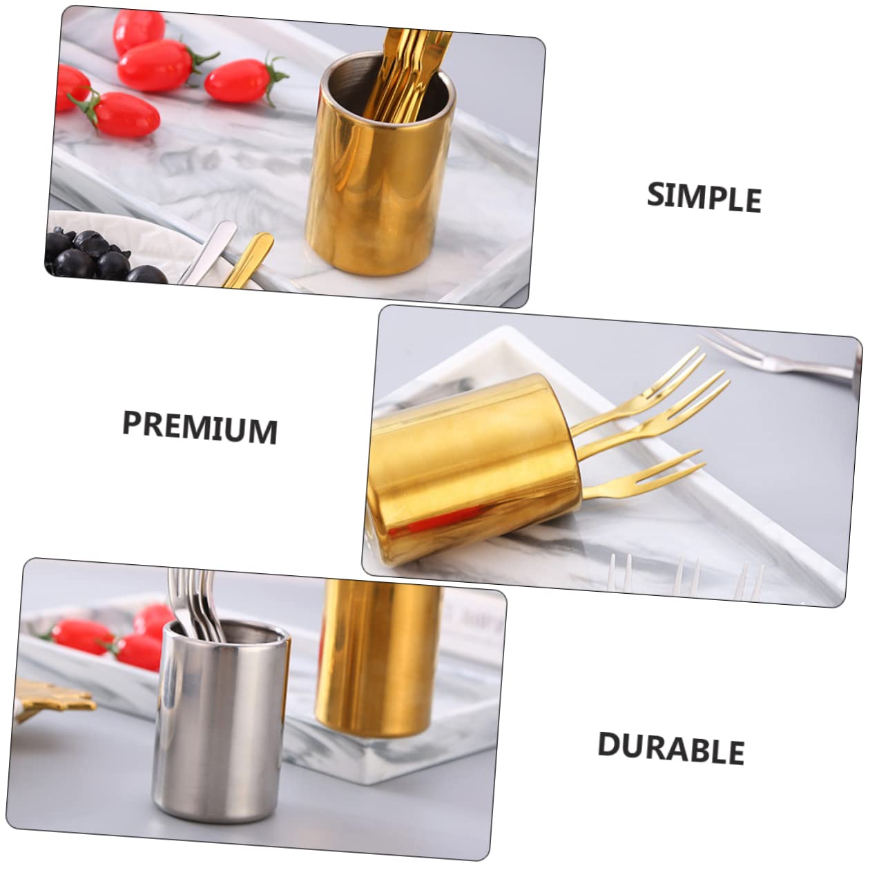 Cabilock 2 Juegos Tenedor De Frutas Soporte para Tenedor Y Cuchara Tenedores De Aperitivo Horquilla Extensible Tenedores De Oro Titular De La Placa De Papel Acero Inoxidable 2 Piezas * 2