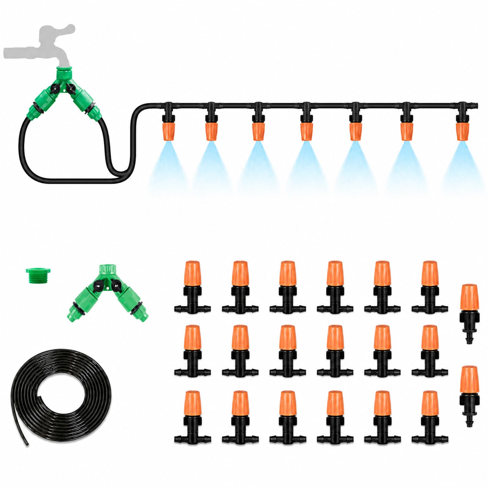 Systeme Arrosage Goutte A Goutte,SystèMe D'Irrigation Jardin Kit DIY,Brumisateur Terrasse,Leak-Proof and Rust-Proof,for Gardens,Lawns,Plants,Greenhouses and Terraces