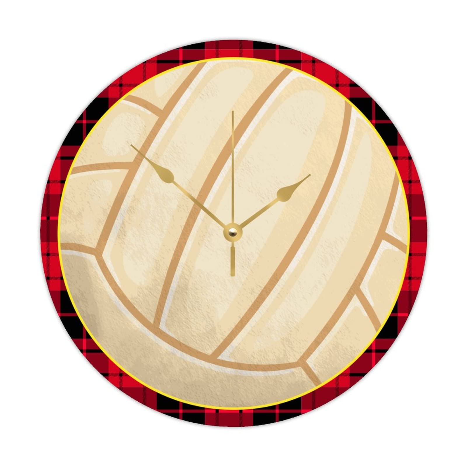 Cadeau pour les amateurs de sport horloge murale ronde en bois de volleyball