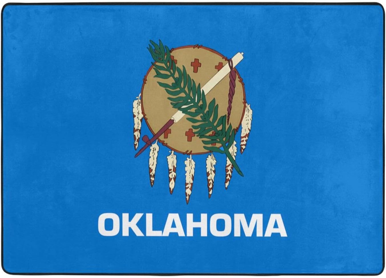 Oklahoma State Flag Printed Flannel Floor mat 80x58 inches for Bedroom, Living Room, Study Room Decorative Carpet